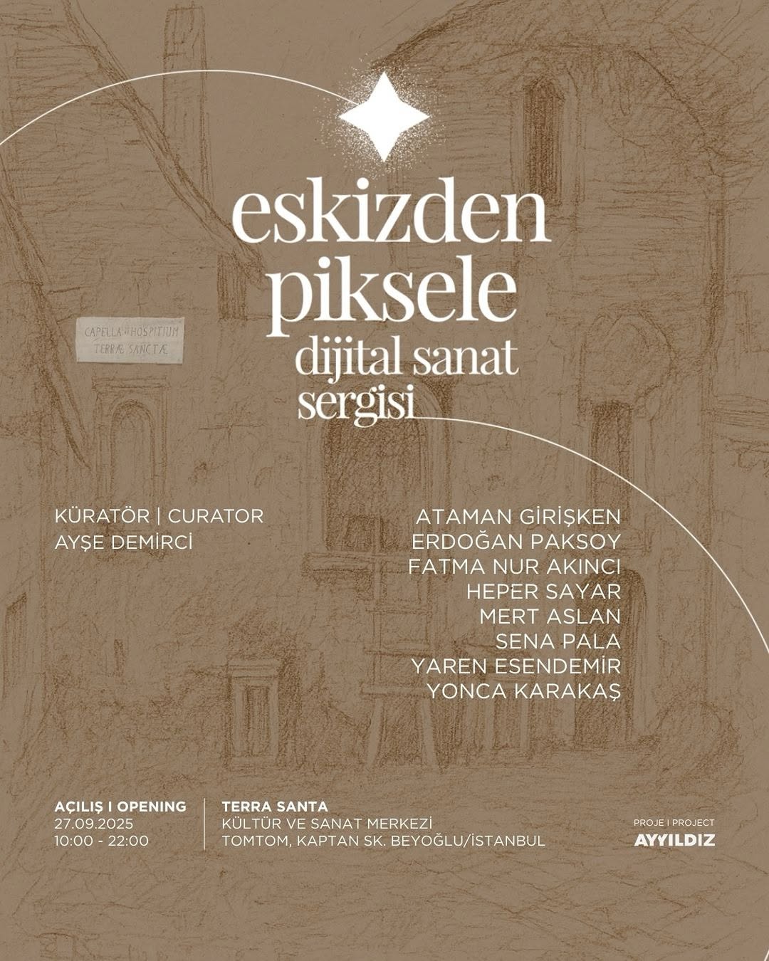 Eskizden Piksele Human Edition exhibition poster at Terra Santa